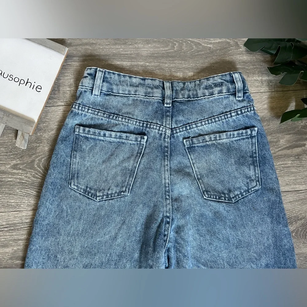 PIMKIE High Waisted Slouchy Cut Out Mom Jeans in Light Blue Size S - Picture 14 of 16